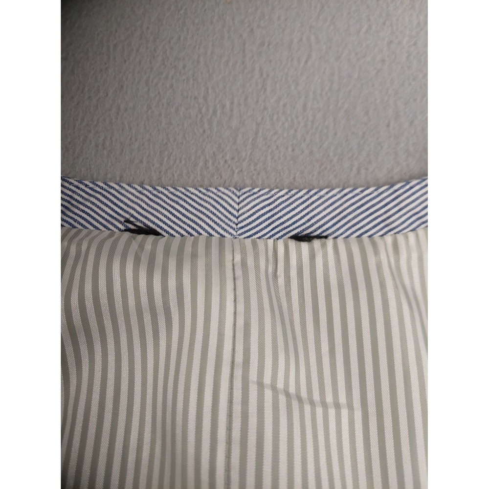 Banana Republic Men Suit Vest 40R Blue Stripe Tailored Fit Wrap Button Waistcoat - Picture 6 of 16